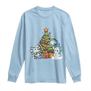 Cute Axolotl Christmas Tree Long Sleeve Shirt TS09 Light Blue Print Your Wear