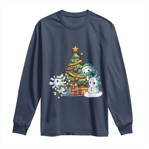 Cute Axolotl Christmas Tree Long Sleeve Shirt TS09 Navy Print Your Wear