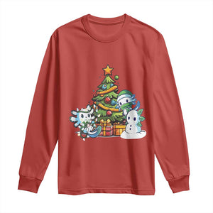 Cute Axolotl Christmas Tree Long Sleeve Shirt TS09 Red Print Your Wear