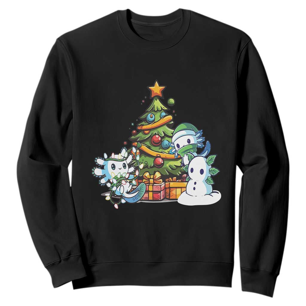 Cute Axolotl Christmas Tree Sweatshirt TS09 Black Print Your Wear