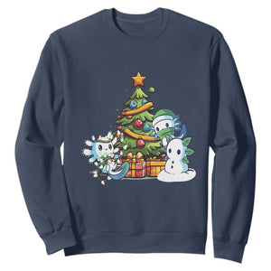 Cute Axolotl Christmas Tree Sweatshirt TS09 Navy Print Your Wear