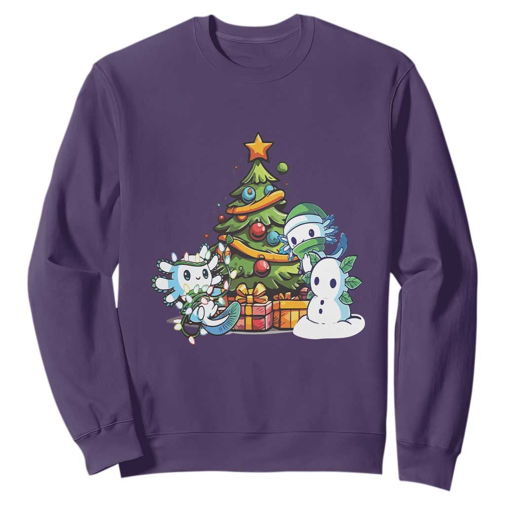 Cute Axolotl Christmas Tree Sweatshirt TS09 Purple Print Your Wear