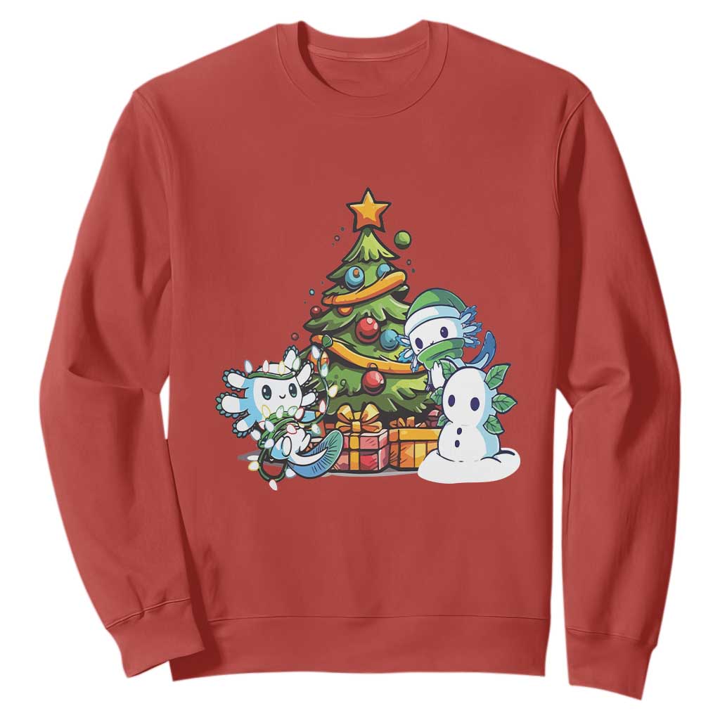 Cute Axolotl Christmas Tree Sweatshirt TS09 Red Print Your Wear