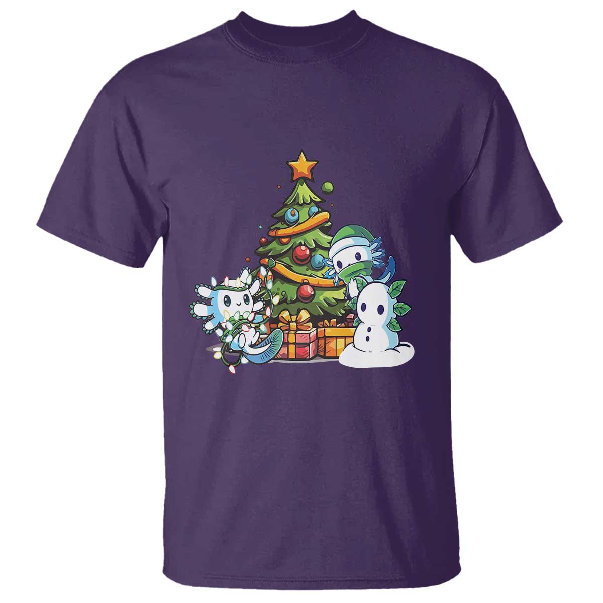 Cute Axolotl Christmas Tree T Shirt TS09 Purple Print Your Wear