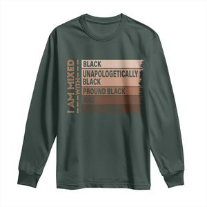 Melanin Pride Long Sleeve Shirt Yes I'm Mixed With Black TS09 Dark Forest Green Print Your Wear