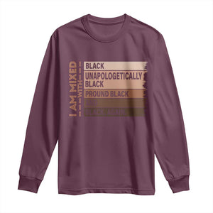 Melanin Pride Long Sleeve Shirt Yes I'm Mixed With Black TS09 Maroon Print Your Wear