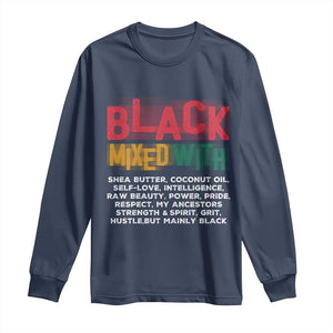 Funny Black Pride Long Sleeve Shirt Yes I'm Mixed With Black TS09 Navy Print Your Wear