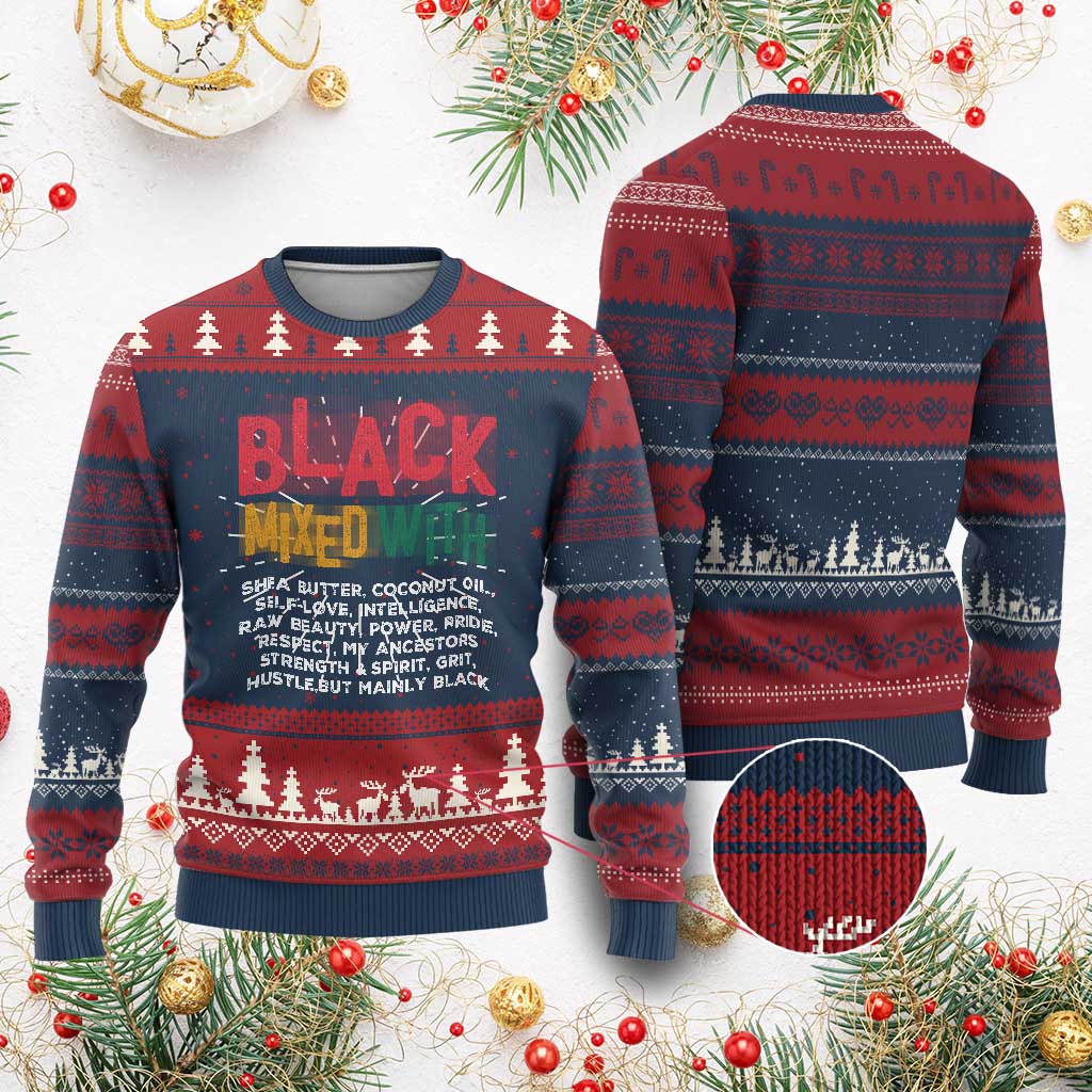 Funny Black Pride Ugly Christmas Sweater Yes I'm Mixed With Black TS09 Burgundy Print Your Wear