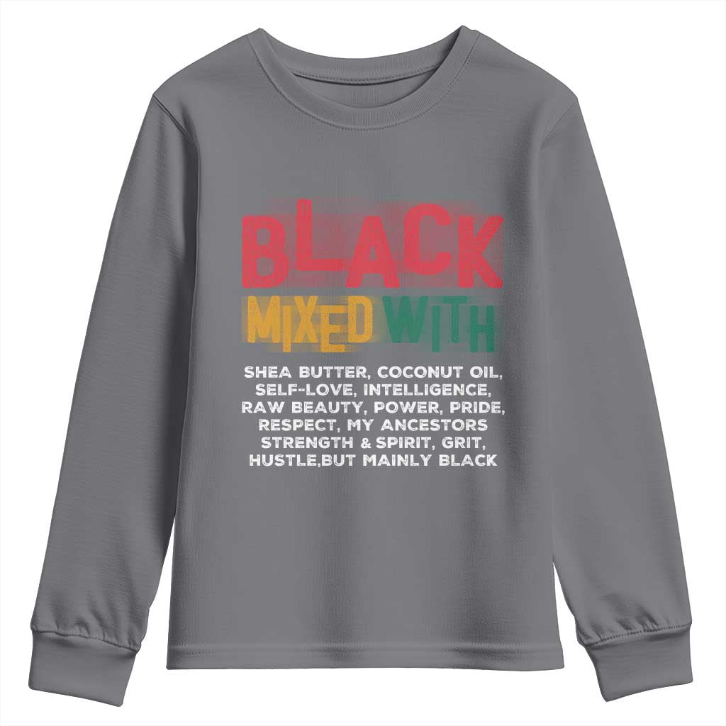 Funny Black Pride Youth Sweatshirt Yes I'm Mixed With Black TS09 Charcoal Print Your Wear