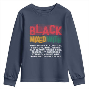 Funny Black Pride Youth Sweatshirt Yes I'm Mixed With Black TS09 Navy Print Your Wear