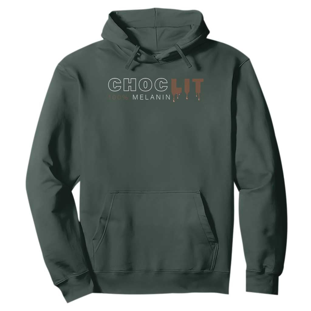 Black Pride Hoodie Choclit 100% Melanin African American TS09 Dark Forest Green Print Your Wear