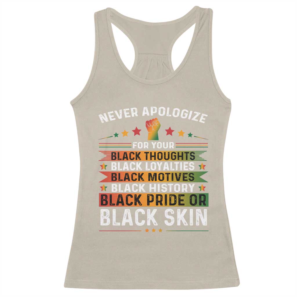 Black Pride Racerback Tank Top Never Apologize For Your Blackness Black History Month TS09 Sand Print Your Wear