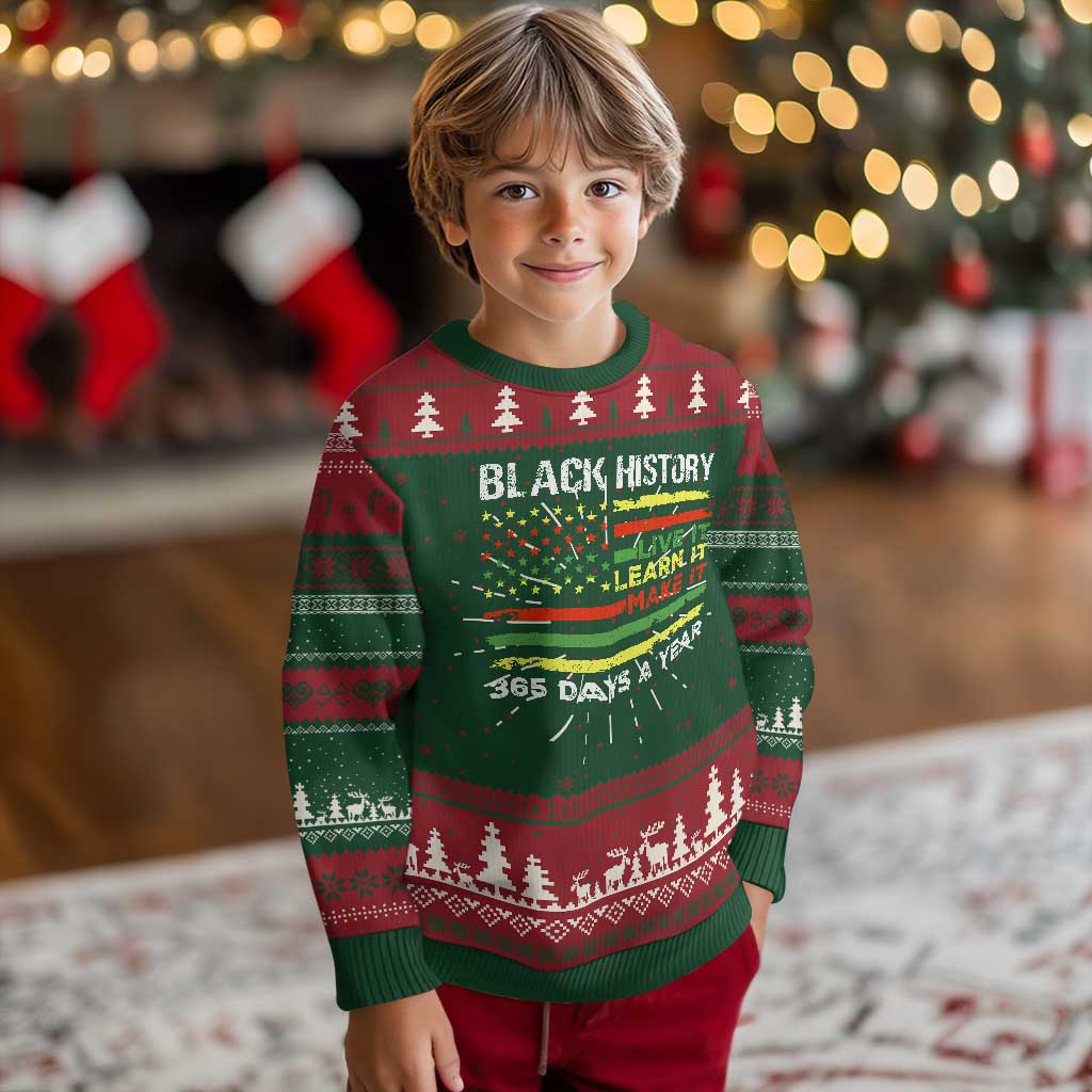 Black History Month Ugly Christmas Sweater Live It Learn It Make It African American TS09 Christmas Print Your Wear