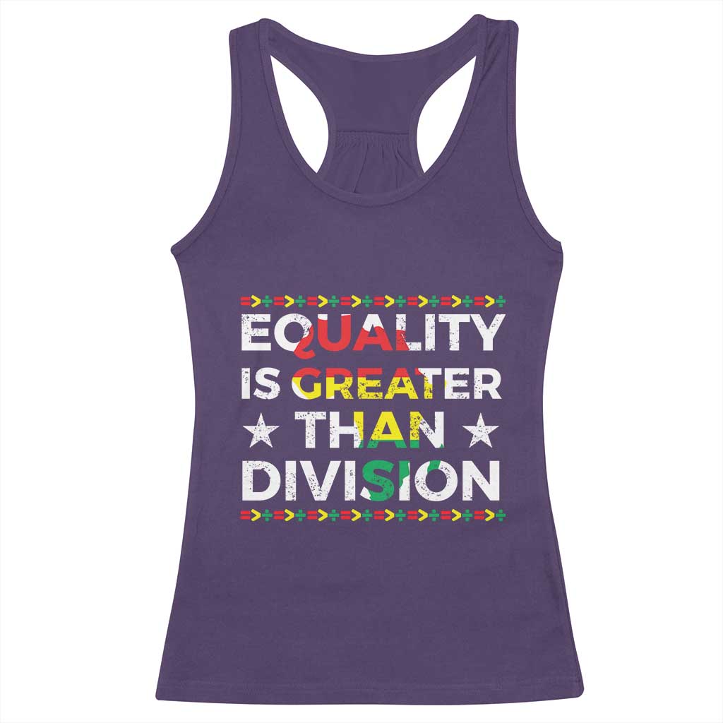 Black History Month Racerback Tank Top Equality Is Greater Than Division TS09 Purple Print Your Wear