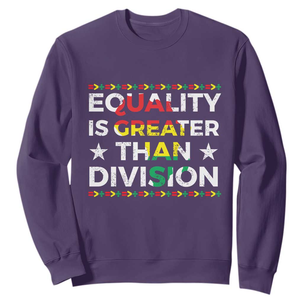 Black History Month Sweatshirt Equality Is Greater Than Division TS09 Purple Print Your Wear
