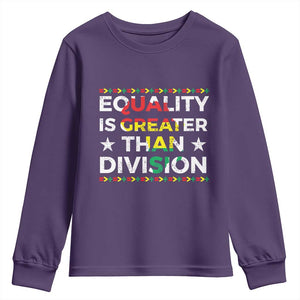 Black History Month Youth Sweatshirt Equality Is Greater Than Division TS09 Purple Print Your Wear