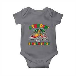 Stepping Into Black History Month Baby Onesie TS09 Charcoal Print Your Wear