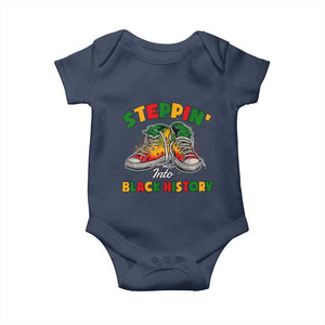 Stepping Into Black History Month Baby Onesie TS09 Navy Print Your Wear