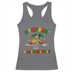 Stepping Into Black History Month Racerback Tank Top TS09 Charcoal Print Your Wear