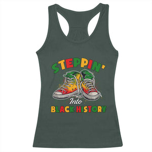 Stepping Into Black History Month Racerback Tank Top TS09 Dark Forest Green Print Your Wear