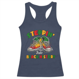 Stepping Into Black History Month Racerback Tank Top TS09 Navy Print Your Wear