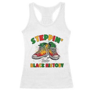 Stepping Into Black History Month Racerback Tank Top TS09 White Print Your Wear