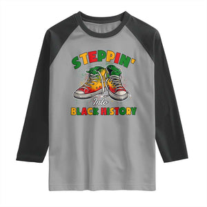 Stepping Into Black History Month Raglan Shirt TS09 Sport Gray Black Print Your Wear