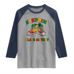 Stepping Into Black History Month Raglan Shirt TS09 Sport Gray Navy Print Your Wear