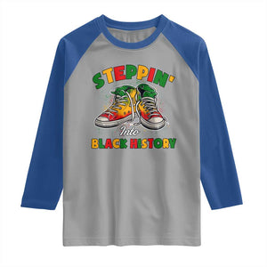 Stepping Into Black History Month Raglan Shirt TS09 Sport Gray Royal Print Your Wear