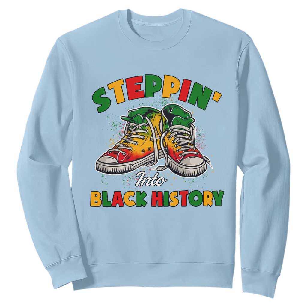 Stepping Into Black History Month Sweatshirt TS09 Light Blue Print Your Wear