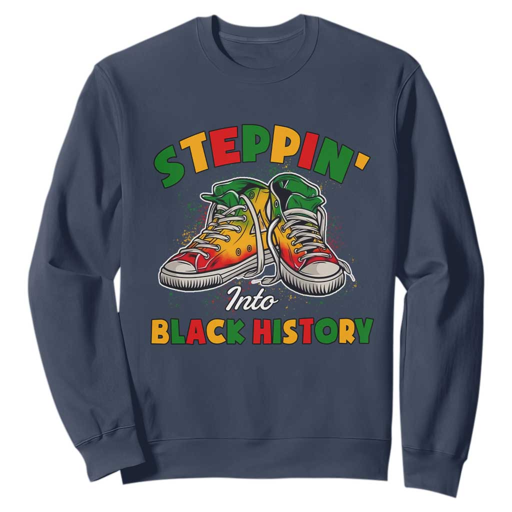Stepping Into Black History Month Sweatshirt TS09 Navy Print Your Wear