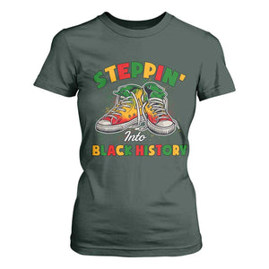 Stepping Into Black History Month T Shirt For Women TS09 Dark Forest Green Print Your Wear