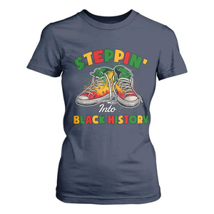 Stepping Into Black History Month T Shirt For Women TS09 Navy Print Your Wear