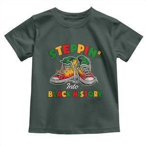 Stepping Into Black History Month Toddler T Shirt TS09 Dark Forest Green Print Your Wear