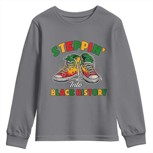 Stepping Into Black History Month Youth Sweatshirt TS09 Charcoal Print Your Wear