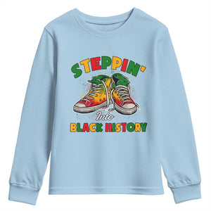 Stepping Into Black History Month Youth Sweatshirt TS09 Light Blue Print Your Wear