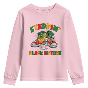 Stepping Into Black History Month Youth Sweatshirt TS09 Light Pink Print Your Wear