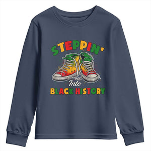 Stepping Into Black History Month Youth Sweatshirt TS09 Navy Print Your Wear