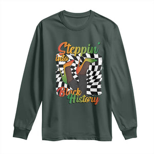 Stepping Into Black History Month Long Sleeve Shirt African American Women Melanin Pride TS09 Dark Forest Green Print Your Wear