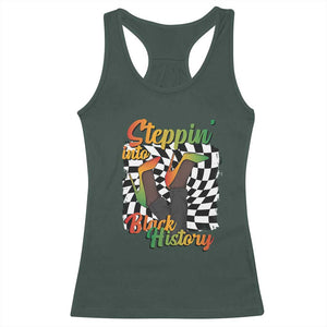 Stepping Into Black History Month Racerback Tank Top African American Women Melanin Pride TS09 Dark Forest Green Print Your Wear