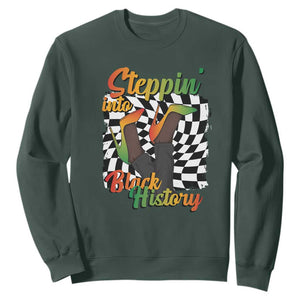 Stepping Into Black History Month Sweatshirt African American Women Melanin Pride TS09 Dark Forest Green Print Your Wear