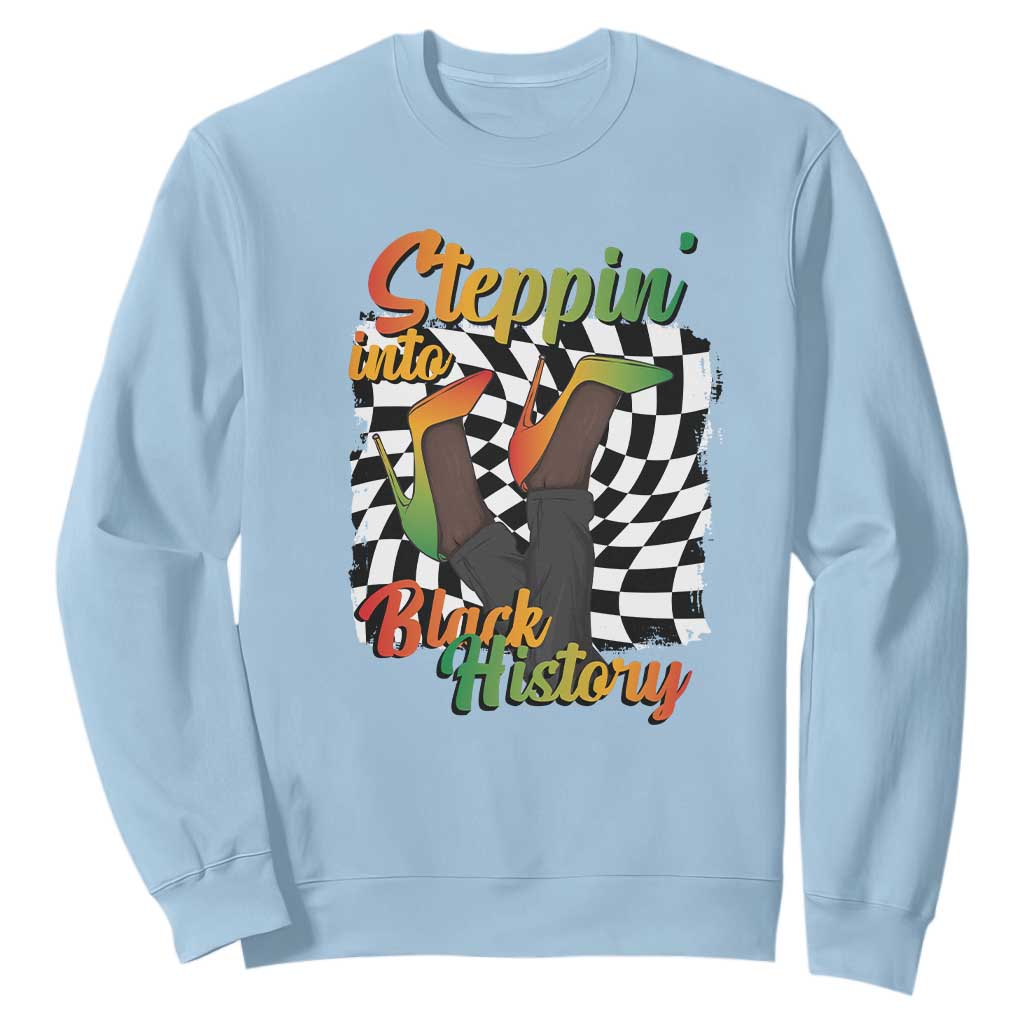 Stepping Into Black History Month Sweatshirt African American Women Melanin Pride TS09 Light Blue Print Your Wear