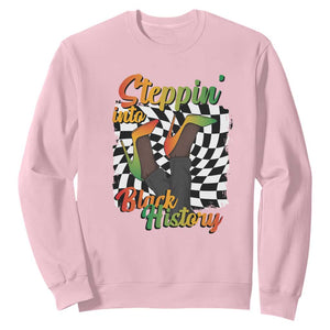 Stepping Into Black History Month Sweatshirt African American Women Melanin Pride TS09 Light Pink Print Your Wear