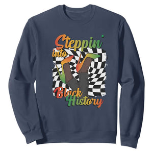 Stepping Into Black History Month Sweatshirt African American Women Melanin Pride TS09 Navy Print Your Wear