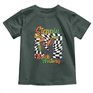 Stepping Into Black History Month Toddler T Shirt African American Women Melanin Pride TS09 Dark Forest Green Print Your Wear