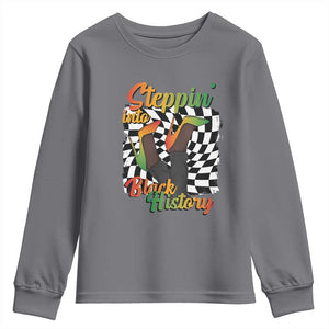 Stepping Into Black History Month Youth Sweatshirt African American Women Melanin Pride TS09 Charcoal Print Your Wear