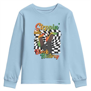 Stepping Into Black History Month Youth Sweatshirt African American Women Melanin Pride TS09 Light Blue Print Your Wear