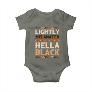 Melanin African Pride Baby Onesie Lightly Melanated Hella Black Black History TS09 Military Green Print Your Wear