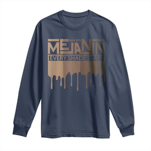 Melanin African Pride Long Sleeve Shirt Made With Melanin Every Shade Slays TS09 Navy Print Your Wear