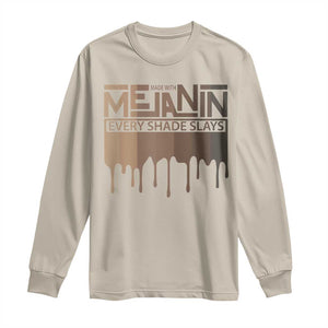 Melanin African Pride Long Sleeve Shirt Made With Melanin Every Shade Slays TS09 Sand Print Your Wear